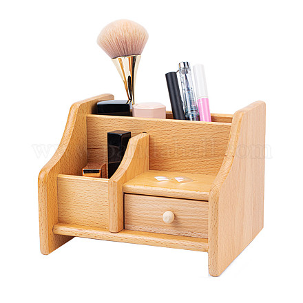 Boîte d'organisateur de stockage de tiroir cosmétique en bois de hêtre OBOX-WH0004-13-1