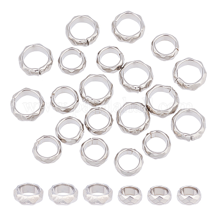 UNICRAFTALE 20pcs Stainless Steel Spacer Beads Not Closed Leather Rope Bracelet Connecting Beads 6~7.5mm Inner Flat Round Large Crimp Bead Jewelry Connector for Jewelry Making STAS-UN0041-15-1