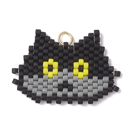 Подвески ручной работы из стеклянных бусин в форме головы кошки PALLOY-MZ00933-01-1