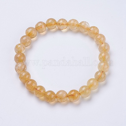 Citrine naturelle bracelets extensibles de perles BJEW-I253-8mm-21-1