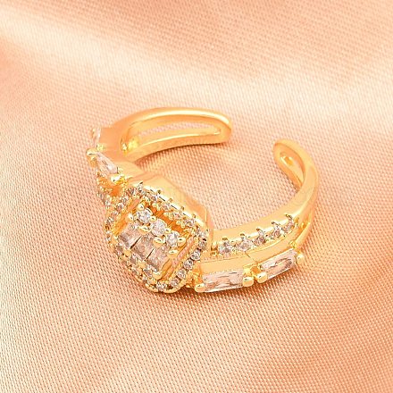 Манжеты из латуни с микро паве кубический цирконий для женщин RJEW-Z113-51G-1