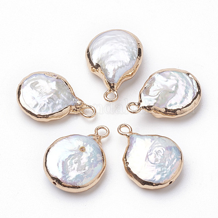 Colgantes de perlas keshi de perlas barrocas naturales electrochapadas PEAR-Q008-08G-1