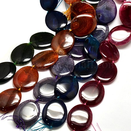 Oval Natural Agate Beads Strands G-F214-38-1