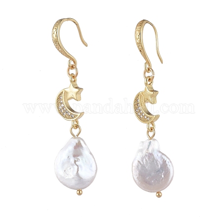 Natural Baroque Pearl Keshi Pearl Dangle Earrings EJEW-JE03826-01-1