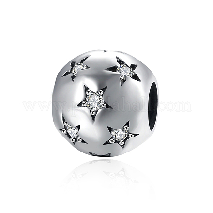 Rondes 925 argent sterling zircone cubique perles européennes STER-BB15825-1