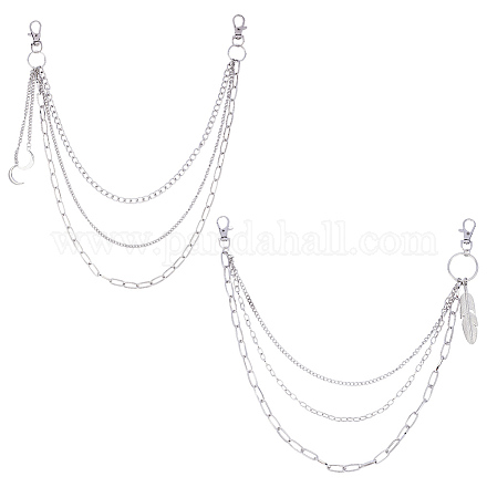 2 шт. 2 стиля сплава 3 слоя цепи ремень с кисточками для брюк AJEW-GF0011-95-1