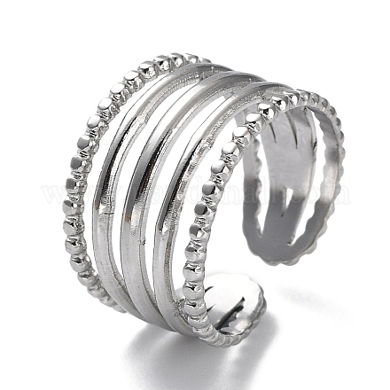 304 Stainless Steel Open Cuff Ring Jewelry for Woman RJEW-B047-02P-1