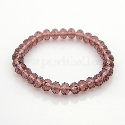 Glass Rondelle Beads Stretch Bracelets BJEW-F069-02-1