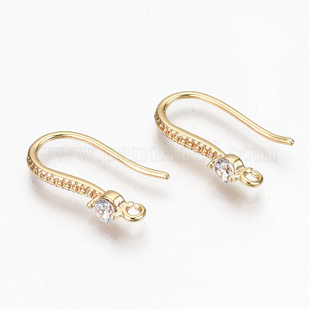 Brass Micro Pave Clear Cubic Zirconia Earring Hooks KK-R117-061-NF-1