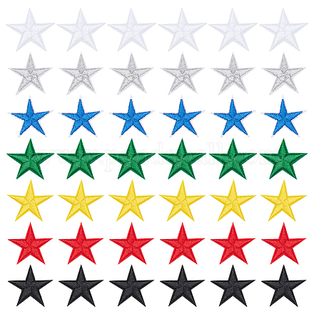 Gorgecraft Paquete de 42 parches de estrellas bordados para planchar DIY-GF0006-41-1