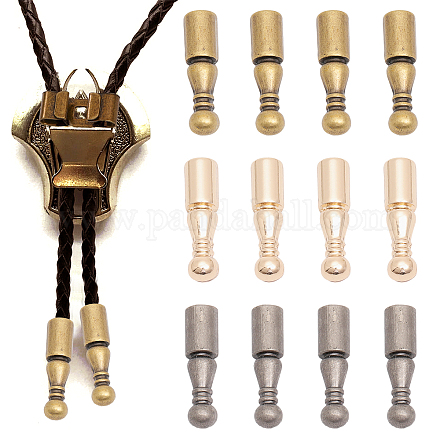 CHGCRAFT 12Pcs 3Colors Bolo Tie Tips Replacement End Metal Accessories Retro Bolo Tie Tips for DIY Keychain Sweater Chain Bracelet Necklace Jewelry Making Findings FIND-CA0007-14-1