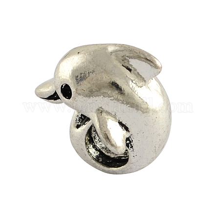 Tibetan Style Alloy Dolphin European Beads X-TIBEB-7982-AS-RS-1