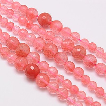 Cherry Quartz Glass Beads Strands G-G548-13-1