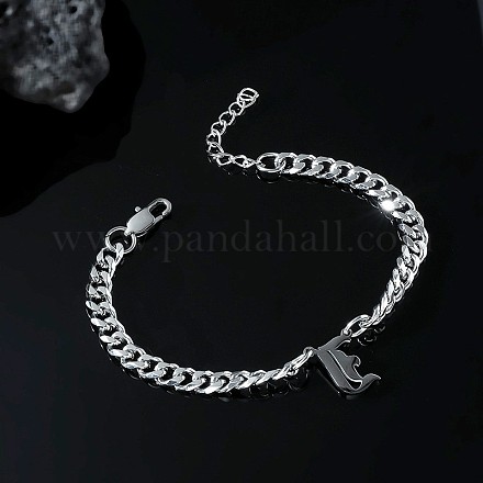 Ожерелья с кубинской цепочкой с подвеской-инициалом из нержавеющей стали 304 FS-WGB15F2-25-1