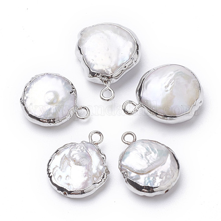 Pendentifs de perle keshi perle baroque naturelle galvanoplastie X-PEAR-Q008-08P-1