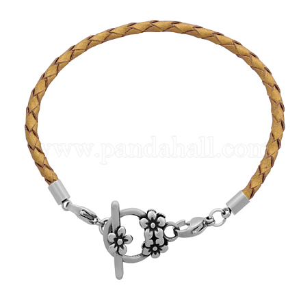 Braided Leather Cord Bracelet Makings MAK-M022-12-E-1