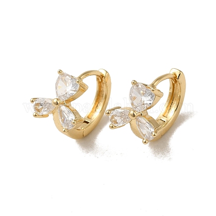 Серьга-кольцо KC из позолоченной латуни с микропаве и фианитами EJEW-L271-11KCG-07-1