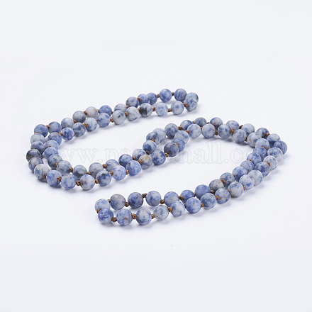 Collares con cuentas de jaspe azul natural NJEW-P202-60-B25-1