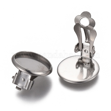 304 Stainless Steel Clip-on Earring Setting STAS-P249-23B-P-1