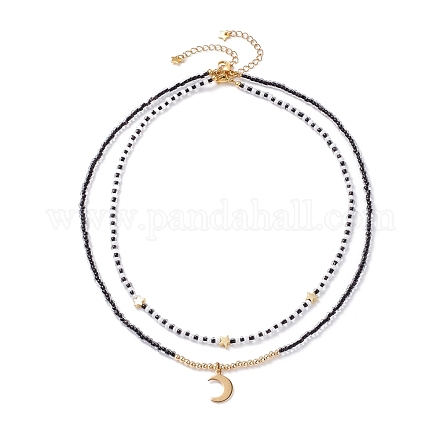 Ensemble de colliers pendentif étoile et lune pour adolescente femme NJEW-JN03738-01-1