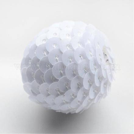 Handmade Woven Foam Wrapped with Paillettes Round Beads WOVE-T001-20mm-02-1