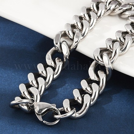 Браслеты из кубинской цепочки из нержавеющей стали 304 для женщин и мужчин BJEW-D304-01P-1