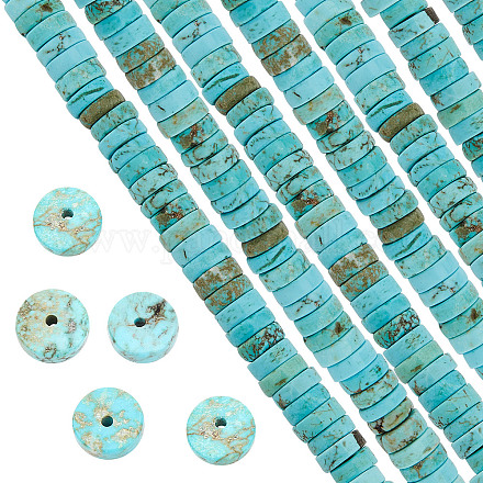 SUNNYCLUE 1 Box 122Pcs Gemstone Heishi Beads Natural Howlite Bead Flat Round Beads 8mm Beaded Disc Stone Loose Spacer Beads for Jewelry Making Beading Kit Turquoise Color Bracelet Necklace Supplies G-SC0002-29-1