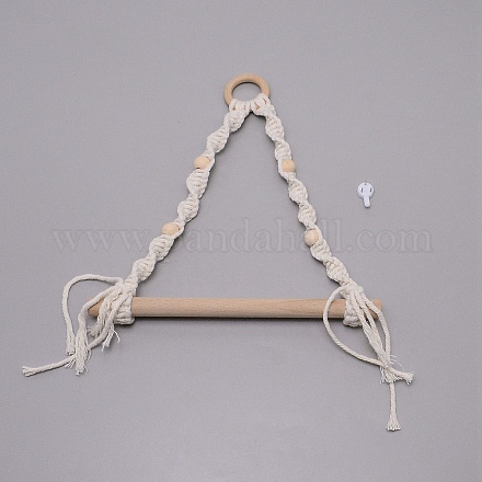 手織りロープホルダーをぶら下げトイレの壁  ロール紙ウォールシェルフバスルームアクセサリー用  乳白色  340x225x25mm AJEW-TAC0030-05-1