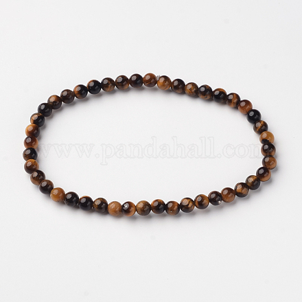 Oeil de tigre naturel perles rondes bracelets extensibles BJEW-L594-B02-1