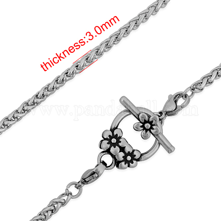 316 Stainless Steel Wheat Chain Necklaces NJEW-M176-19-B-1