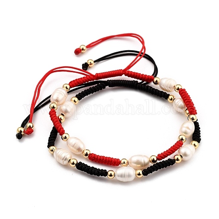 Set di braccialetti di perline intrecciate con filo di nylon regolabile BJEW-JB05384-1