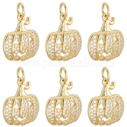6 шт. подвески из латуни с кубическим цирконием на Хэллоуин ZIRC-BBC0003-41-1