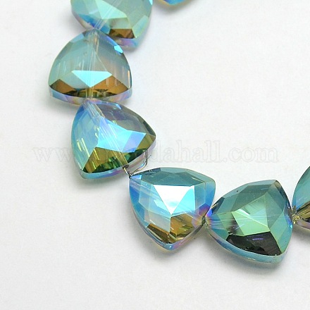 Electroplate Crystal Glass Triangle Beads Strands EGLA-F068B-02-1
