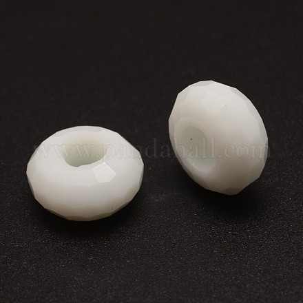 Faceted Glass Rondelle Large Hole European Beads GLAA-O004-08-1