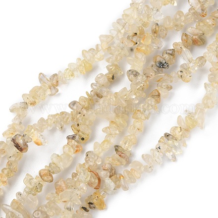Chapelets de perles en quartz rutiles d'or naturel G-G0003-B19-1