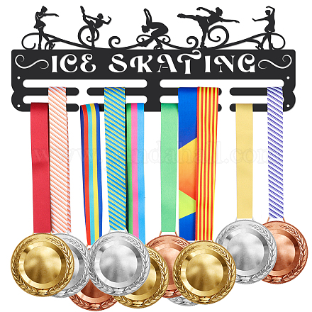 Superdant アイススケートメダルディスプレイラックスポーツメダルハンガーディスプレイホルダー 40 + スケートメダル用トロフィーホルダー賞スポーツリボンホルダーディスプレイ壁掛けアスリートギフト ODIS-WH0021-343-1