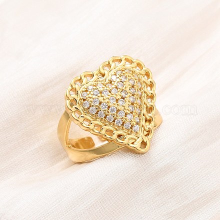 Регулируемые латунные кольца-манжеты с микропаве из кубического циркония для женщин RJEW-B139-08G-01-1