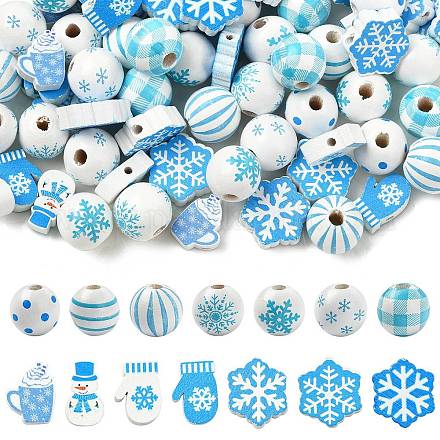 100 шт. 14 стиля Хэллоуин Рождество тематика деревянные европейские бусины WOOD-CJ0002-41-1