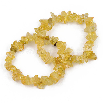 Bracelets extensibles en perles de citrine naturelle à puce unisexe (teintes et chauffées) BJEW-S143-31-1