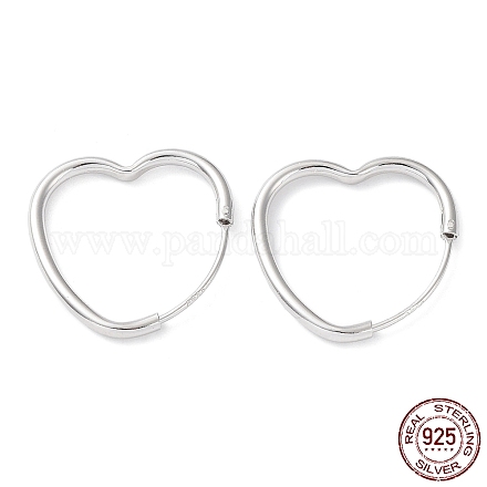 Rhodium Plated 925 Sterling Silver Hoop Earrings EJEW-K258-10P-1