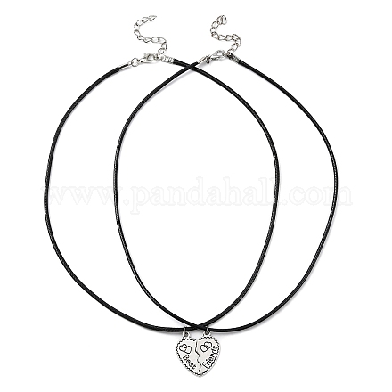 2 Stück 2-teiliges Halsketten-Set mit geteiltem Herz aus Legierung und passendem Anhänger NJEW-JN04552-1