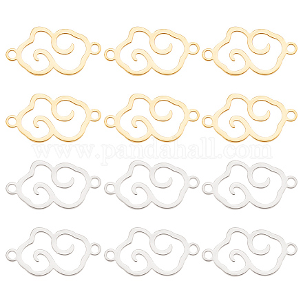 UNICRAFTALE 12Pcs 2 Colors 304 Stainless Steel Connector Charms Cute Hollow Cloud Link Charms Golden Metal Cloud Charms with Double Loop for DIY Bracelet Necklace Jewelry Making STAS-UN0047-20-1