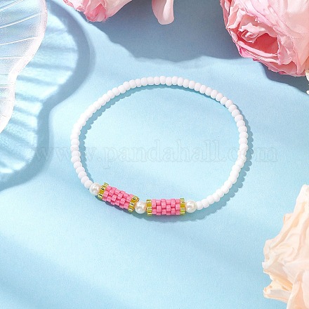 Стеклянные бусины эластичные браслеты для женщин BJEW-MZ00153-06-1
