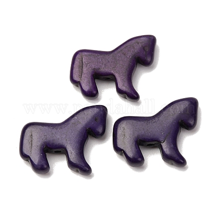 Синтетические бирюзовые бусины в виде лошади G-B015-10-1