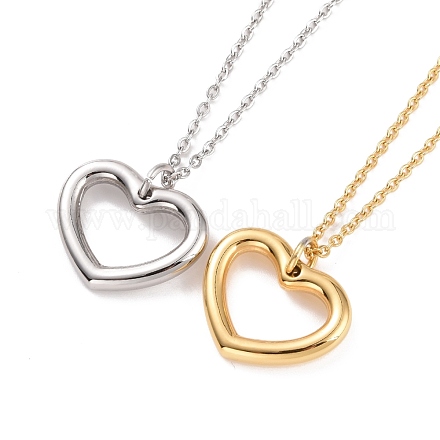 304 collier pendentif coeur en acier inoxydable pour femme NJEW-G019-04-1