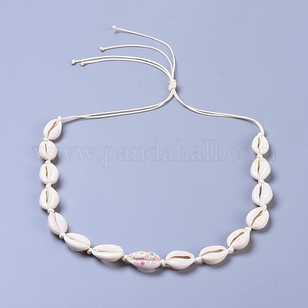 Colliers de perles ajustables en forme de cauris NJEW-JN02400-04-1