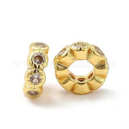 Rack Plating Brass Cubic Zirconia European Beads KK-G457-08G-1
