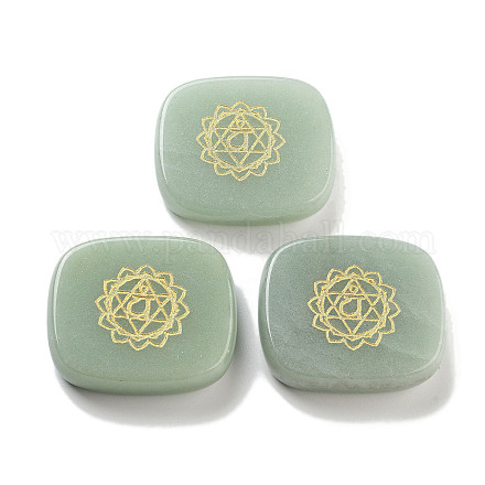 Прямоугольник из натурального зеленого авантюрина со знаком чакры DJEW-K025-02B-1