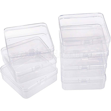 BENECREAT 10 pack Square Clear Plastic Bead Storage Containers Box Case with Flip-Up Lids for Small Items CON-BC0004-62-1