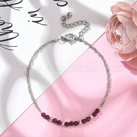 Браслеты из натуральных гранатовых бусин BJEW-JB11835-01-1